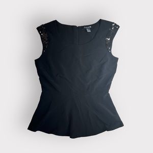 Forever 21 Black Sequin Peplum Blouse